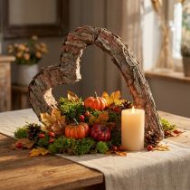 Product Decorative heart made of wood and pine bark, 40x32cm, rustic autumn decoration, versatile use