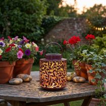 Product Lantern with leaf motif, solar powered, for atmospheric outdoor lighting, 25cm