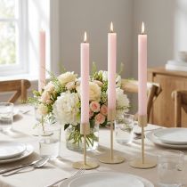 Product Taper candles light pink solid coloured candles pink 34x240mm 4 pcs