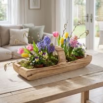 Product Paulownia Wood Basket with Handle 56x16cm H16cm for Home Decoration