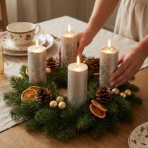 Product Large Taper Candles Platinum Pattern Glitter Ø50×H300mm 4 pcs