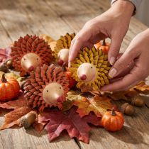 Product Hedgehog decoration wooden figure autumn orange yellow 8×7×6cm 4 pieces