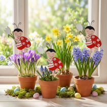 Product Ladybug Decoration Flower Stakes Wood 8.5cm 12 pcs