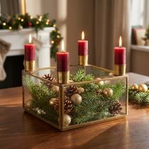 Product Candle holder Advent mirror for filling gold 15×15×10.5cm