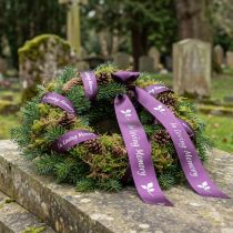 Product Mourning Ribbon in Purple Silver In Loving Memory 15mm 25m