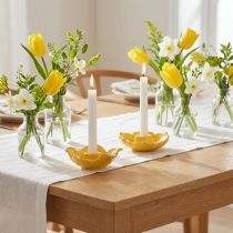 Product Ceramic taper candle holders, decorative flower shape for stylish table decoration, 11cm, 2 pieces