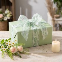 Product Organza ribbon, chiffon ribbon, green plant ribbon, 40mm x 15m