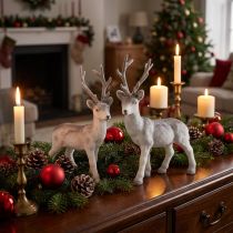 Product Decoration deer flocked/snowed 27,5cm 2 pcs