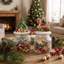 Product Candy jar with lid Christmas bonboniere H20cm 2pcs