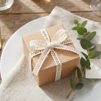 Product Decorative jute ribbon, natural gift ribbon, cream white, 15mm x 15m
