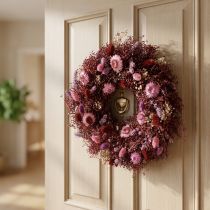 Product Dried Flower Wreath Burgundy Pink Ø25cm