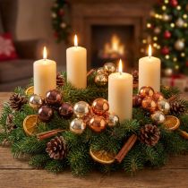 Product Mirror Berries Christmas Baubles Gold Brown Ø40mm 32 pcs