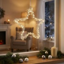 Product LED star for hanging silver metal 70 LED warm white Ø25cm