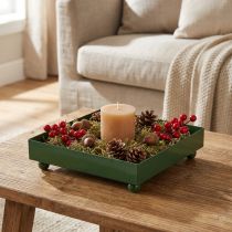 Product Decorative tray square metal tray green 15×15cm 2pcs