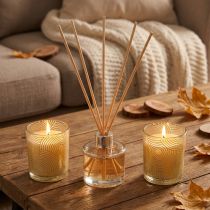 Product Gift set room fragrance scented candles in a glass vanilla scent
