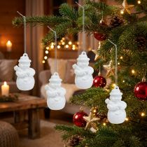 Product Christmas Tree Decoration Snowman White with glitter 4,5cm 12pcs