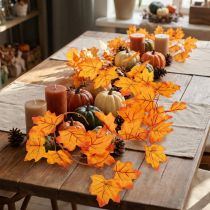 Product Artificial Maple Leaf Garland Autumn Decoration Orange and Yellow 168 cm Set of 2