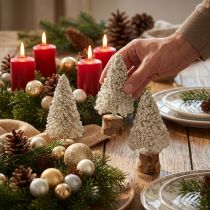 Product Mini Christmas tree table decoration champagne white H8cm 12 pcs