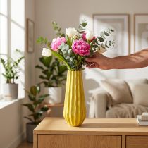 Product Vase with grooved design for stylish interior decoration in the living room, 33cm