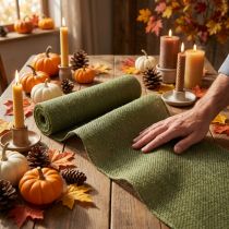 Product Table runner jute jute tape table tape olive green W15cm L10m