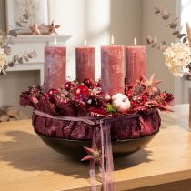 Product Pink pillar candles, antique rose marble look, 85×200mm, set of 2, for decoration &amp; gift
