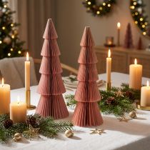 Product Table Decoration Christmas Tree Honeycomb Paper Apricot Gold H30cm 2 Pcs