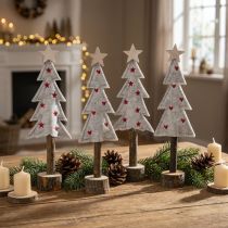 Product Christmas tree decoration felt star heart beige red H21cm 4 pcs