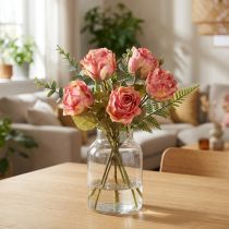 Product Artificial roses pink decorative roses with buds L44cm 4 pcs