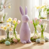 Product Easter bunny decoration standing rabbit – 2nd choice – flocked lilac H47cm