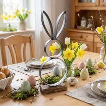 Product Easter Bunny Black Silver Rabbit Metal Wood 13,5×37cm