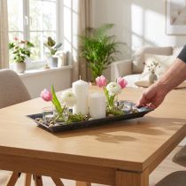 Product Decorative tray marbled anthracite 36x17cm 6pcs