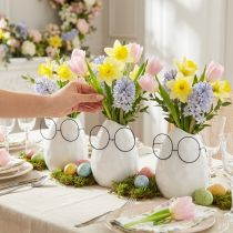 Product Vase with Glasses Easter Decoration Ceramic White Ø8.5cm H13cm 3 pcs