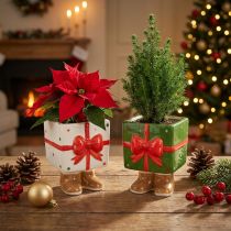 Product Ceramic Christmas decoration planter gift design with cute feet