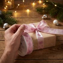 Product Gift ribbon stars Christmas ribbon pink 25mm 20m