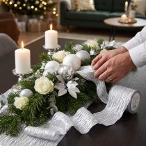 Product Decorative ribbon gift ribbon table ribbon silver light 75mm 15m