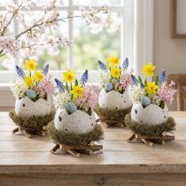 Product Easter decoration egg in a nest, decorative bird's nest, natural colors, Ø9cm H11cm, 4 pieces