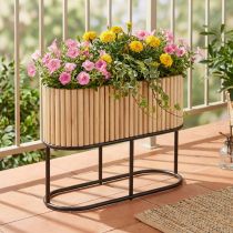 Product Oval Wooden Mini Raised Planter 50×20cm H40cm with Black Metal Frame
