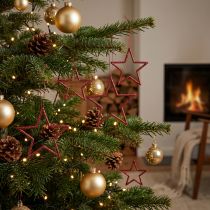 Product Red Christmas Stars for Hanging - Glittering Tree Decoration &amp; Festive Room Decoration, Set of 40, 7.5cm