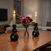 Product Candle Holder Ceramic Candlestick Black H13cm 2 Pcs