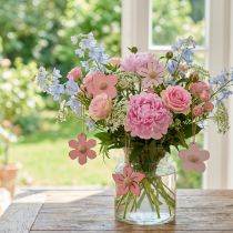Product Wooden flowers hanging decoration wood summer decoration pink 4.5cm 24 pcs