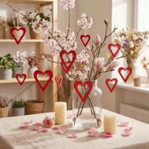 Product Wooden hearts decoration hanger wood decoration red 6/8/10/12cm 16 pcs