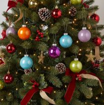 Product Glass Christmas Baubles Set, Multicolour, Glossy Finish, 60mm, 24 Pieces