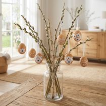 Product Easter egg hanging decoration, spring, Easter, real chicken eggs, natural, 6cm, 6 pieces