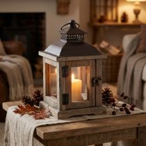 Product Vintage Lantern Dark Brown Wooden Lantern 15×15cm H26cm