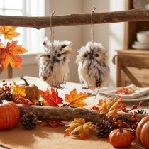 Product Owl decoration owl figures small, forest animals decoration 11cm white-brown 2pcs