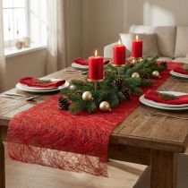 Product Deco fleece Sizoweb table runner red 30cm 5m