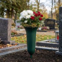 Product Grave Vases Plastic Grave Decoration Dark Green H31cm 5pcs