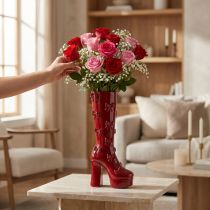 Product Decorative vase boot with bow design 37cm