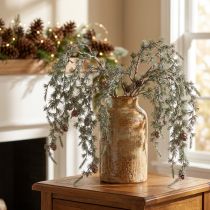 Product Artificial Pine Branch with Decorative Cones and Frosted Effect – 80cm, Pack of 3