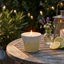 Product Citronella candle in pot ceramic yellow cream Ø8,5cm